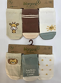 ORGANİC BURUN DİKİŞSİZ 3LÜ YENİDOĞAN ÇORAP(6 ÇİFT)