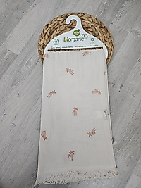 ☘️Biorganic Desenli Dört Katlı Müslin örtü