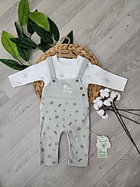 ☘️Organik Desenli Salopet 2'Li Takım