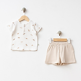 ORANİK UÇAK DESENLİ ŞORTLU TAKIM