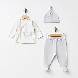 ORGANİC FİL TEMALI YENİDOĞAN  3LÜ SET